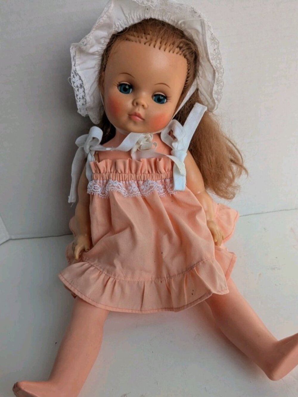 Vintage 1960s Regal Canada Vinyl Sleep Eye Doll Blue Eyes Rooted Hair